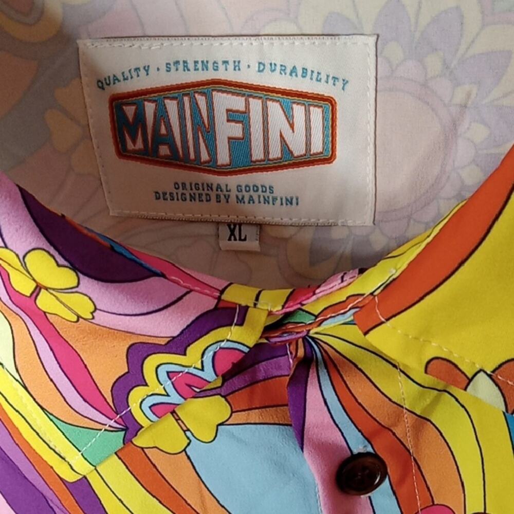 Mainfini Men's Size XL Vibrant Multicolor Button Down Shirt. Hippies - Picture 2 of 9